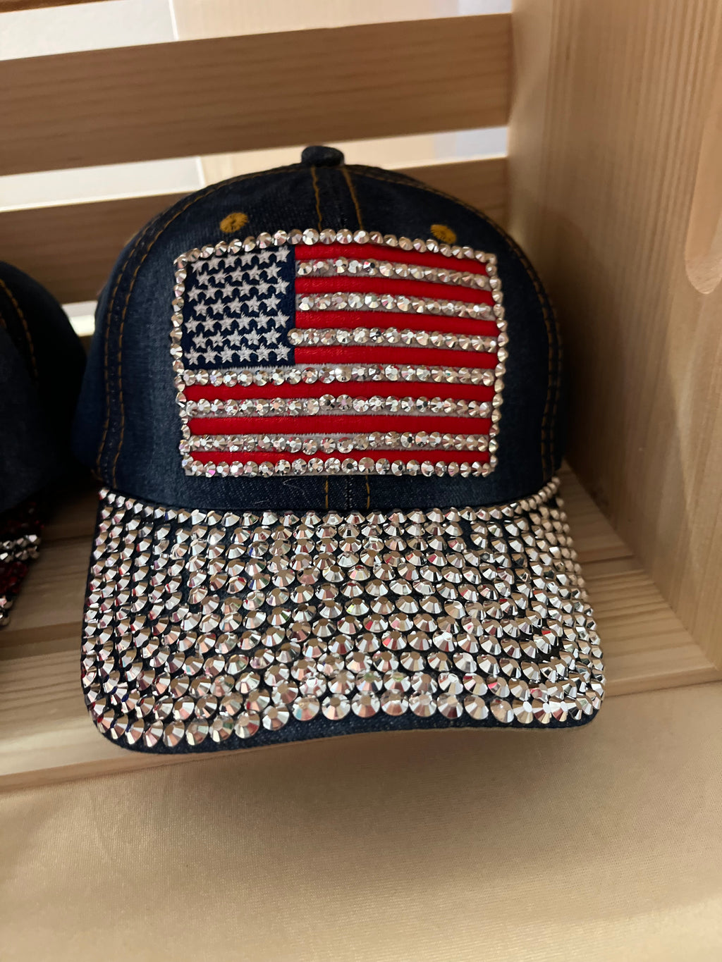 Patriotic Rhinestone Denim Trucker Hats