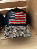 Patriotic Rhinestone Denim Trucker Hats