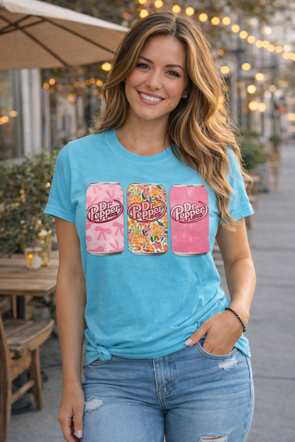Pink Floral Dr Pepper Graphic Tee
