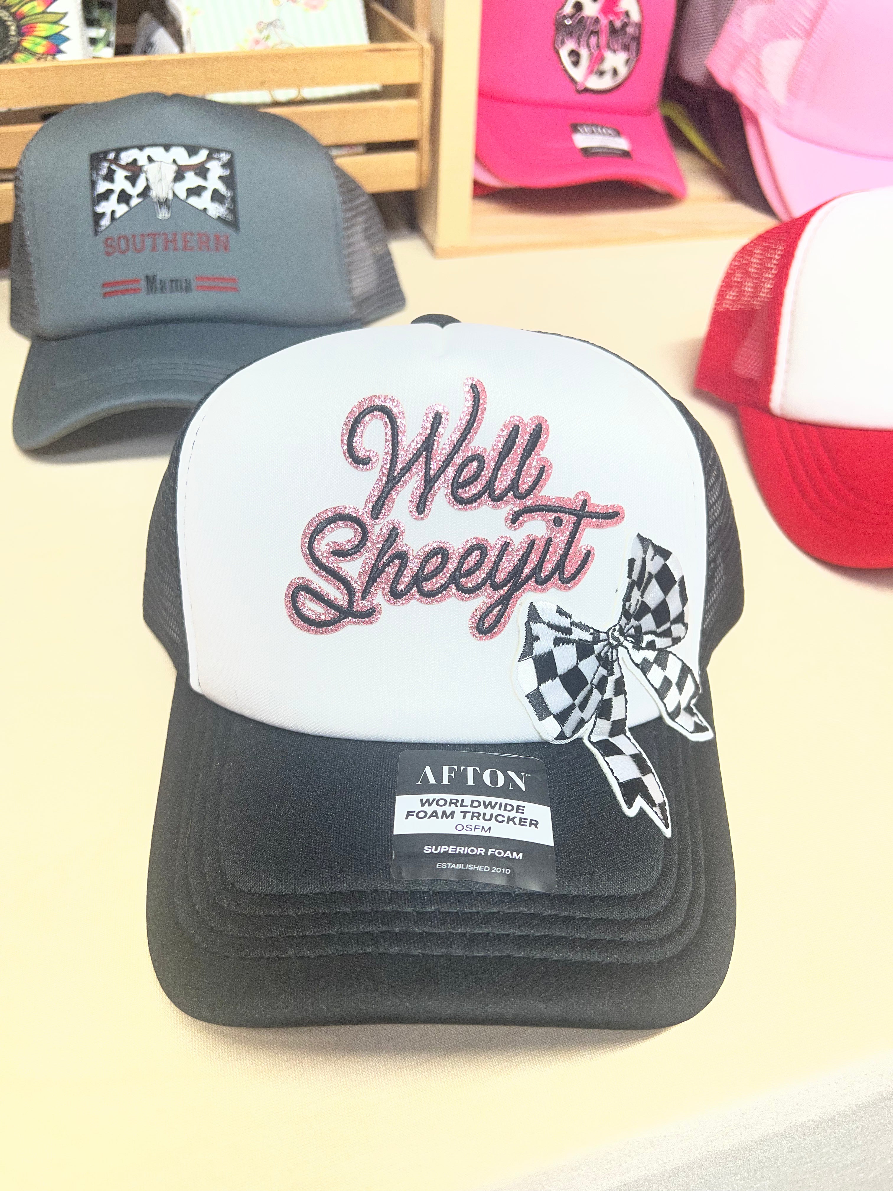 Well Sheeyit Checkered Bow Trucker Hat
