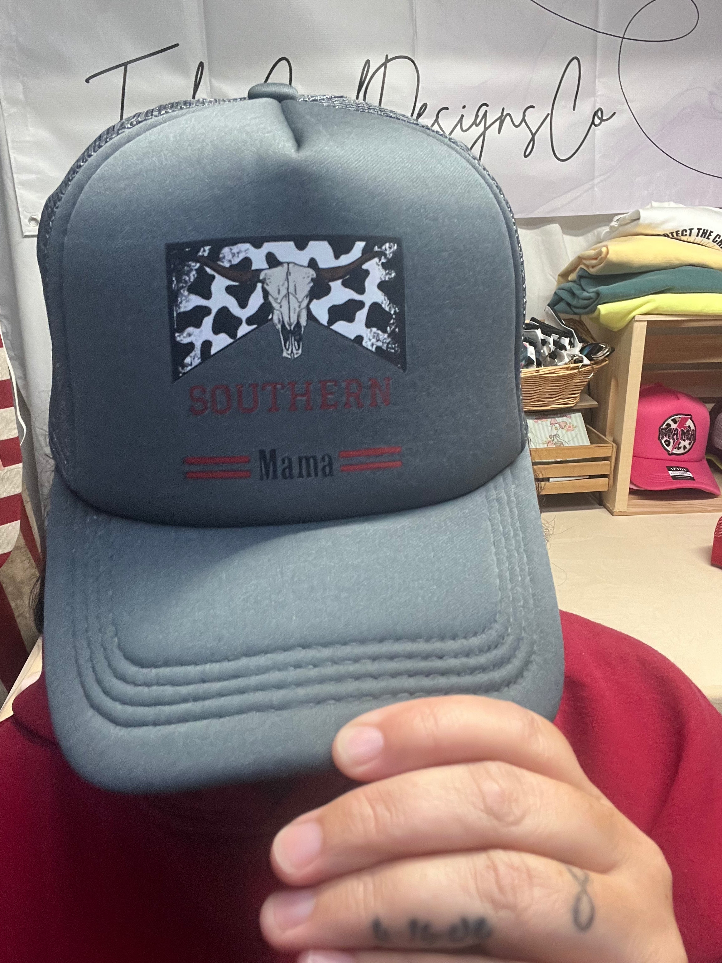 Southern Mama Cowhide Trucker Hat