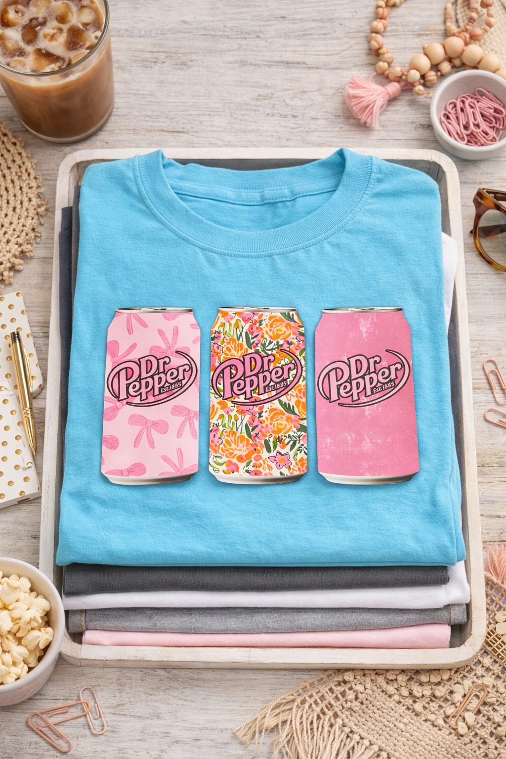 Pink Floral Dr Pepper Graphic Tee