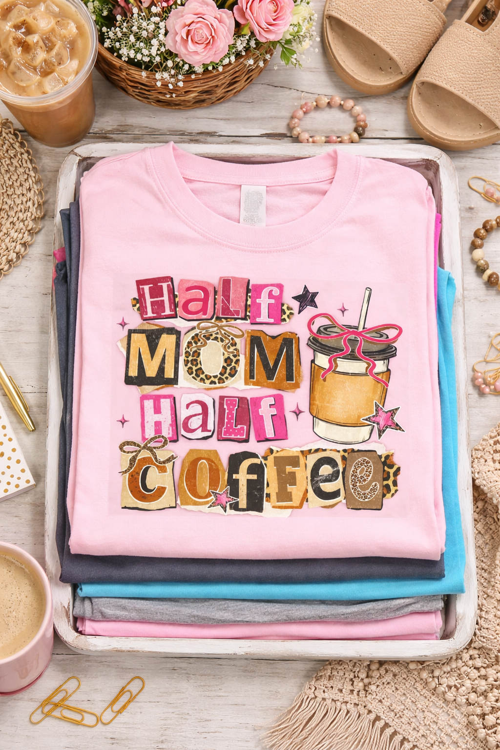 Half Mom Half Coffee Graphic Tee