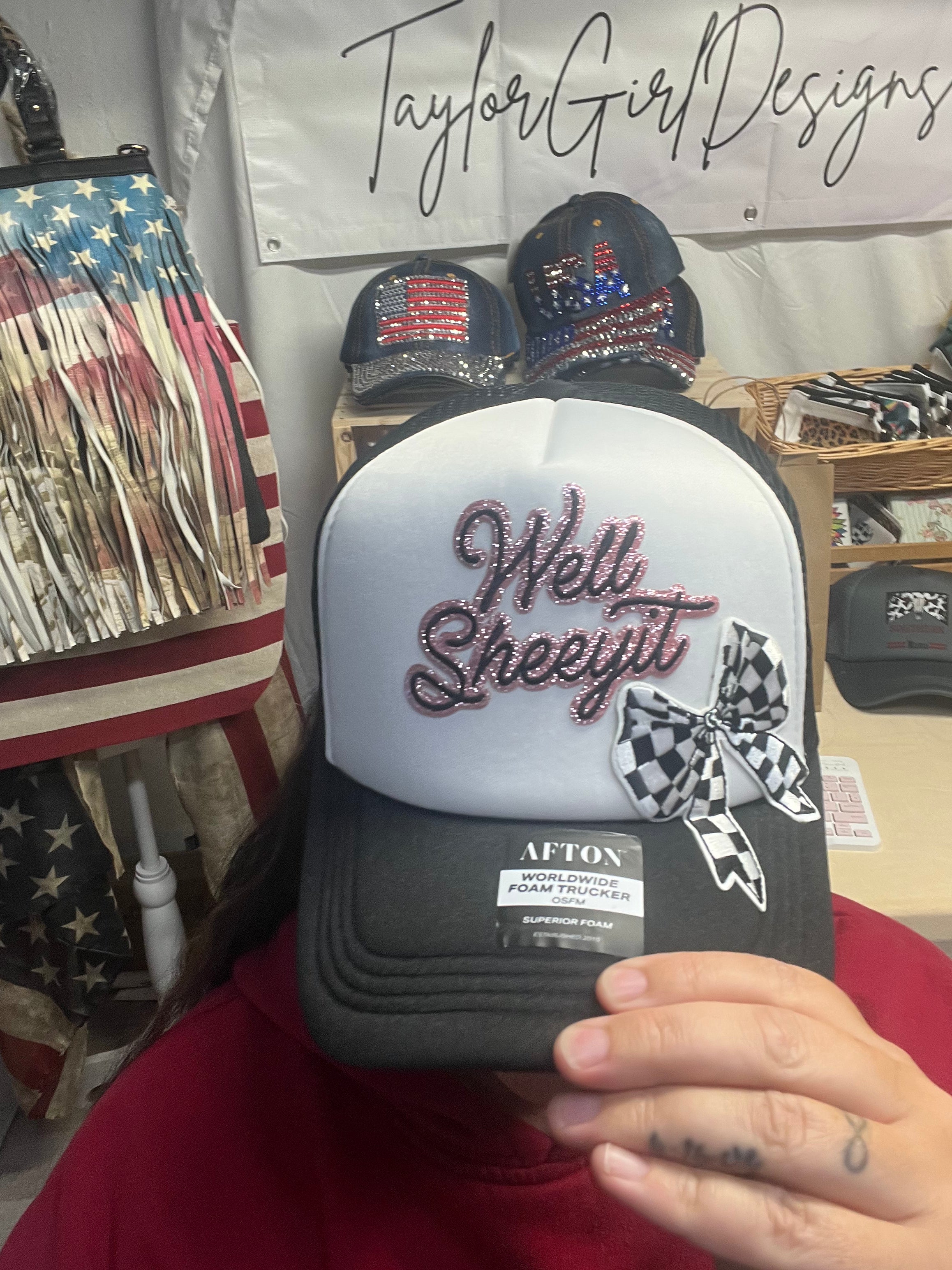 Well Sheeyit Checkered Bow Trucker Hat