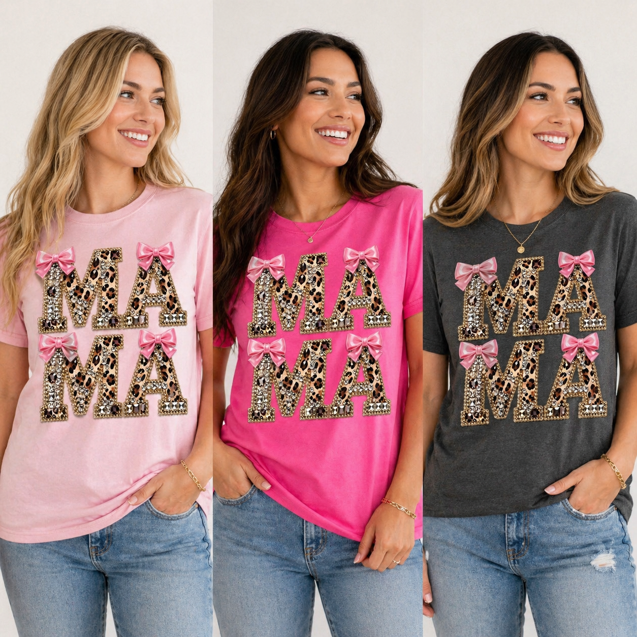 Leopard Bow MAMA Graphic Tee