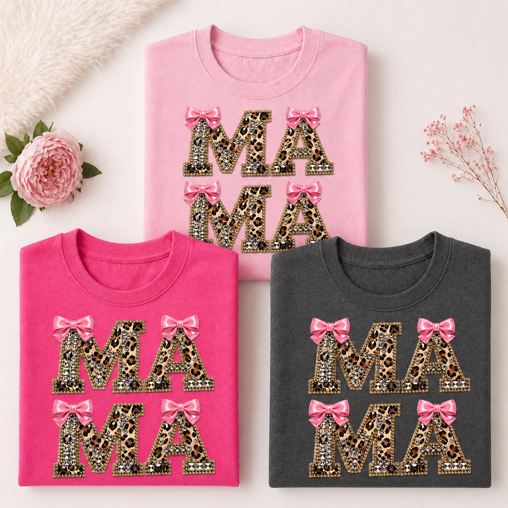Leopard Bow MAMA Graphic Tee